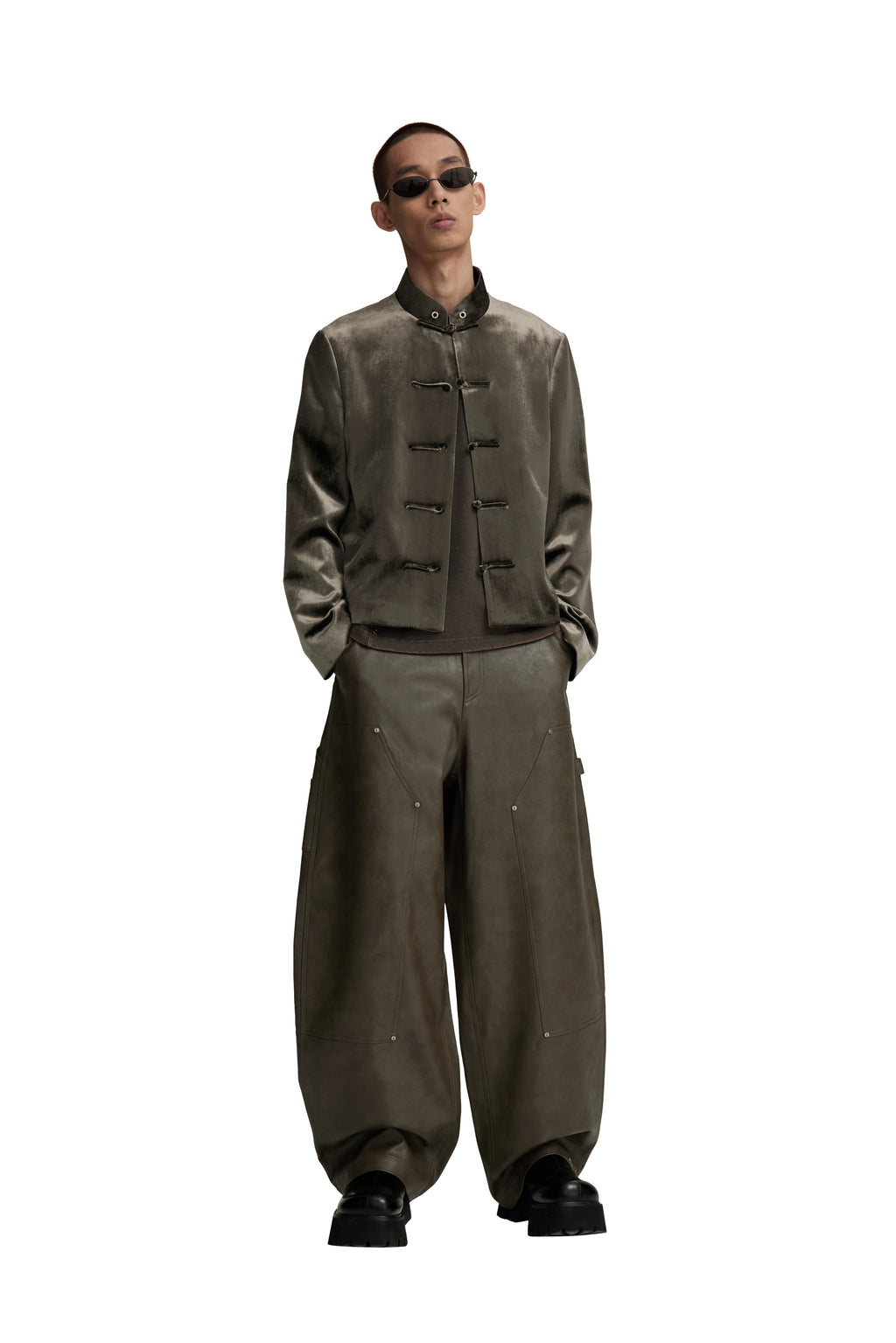 RESET FAUX LEATHER WIDE-LEG TROUSERS