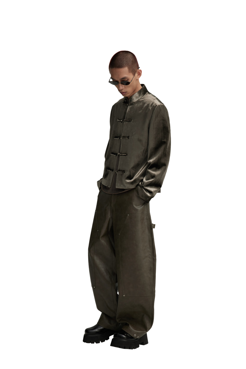 RESET FAUX LEATHER WIDE-LEG TROUSERS