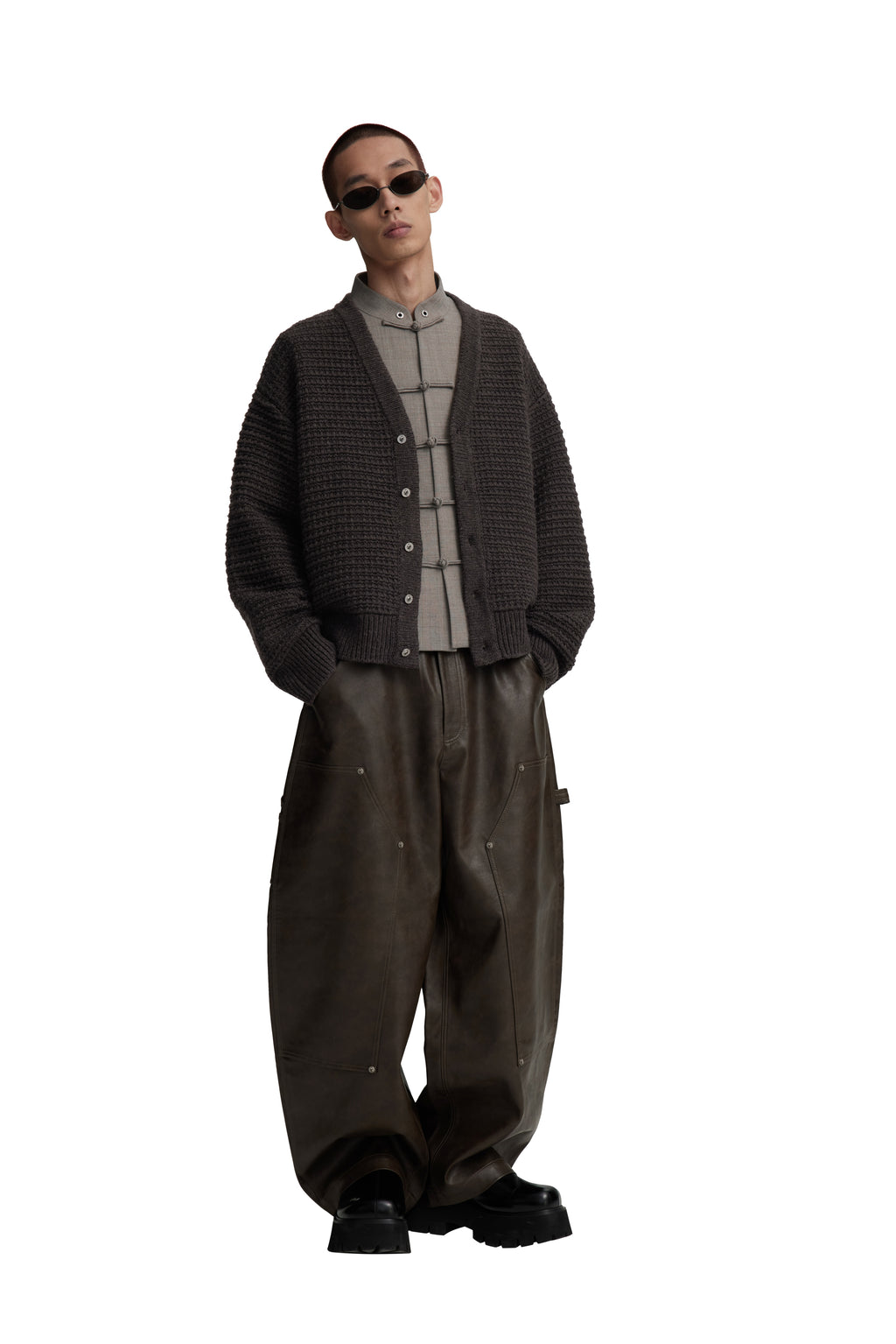 RESET FAUX LEATHER WIDE-LEG TROUSERS