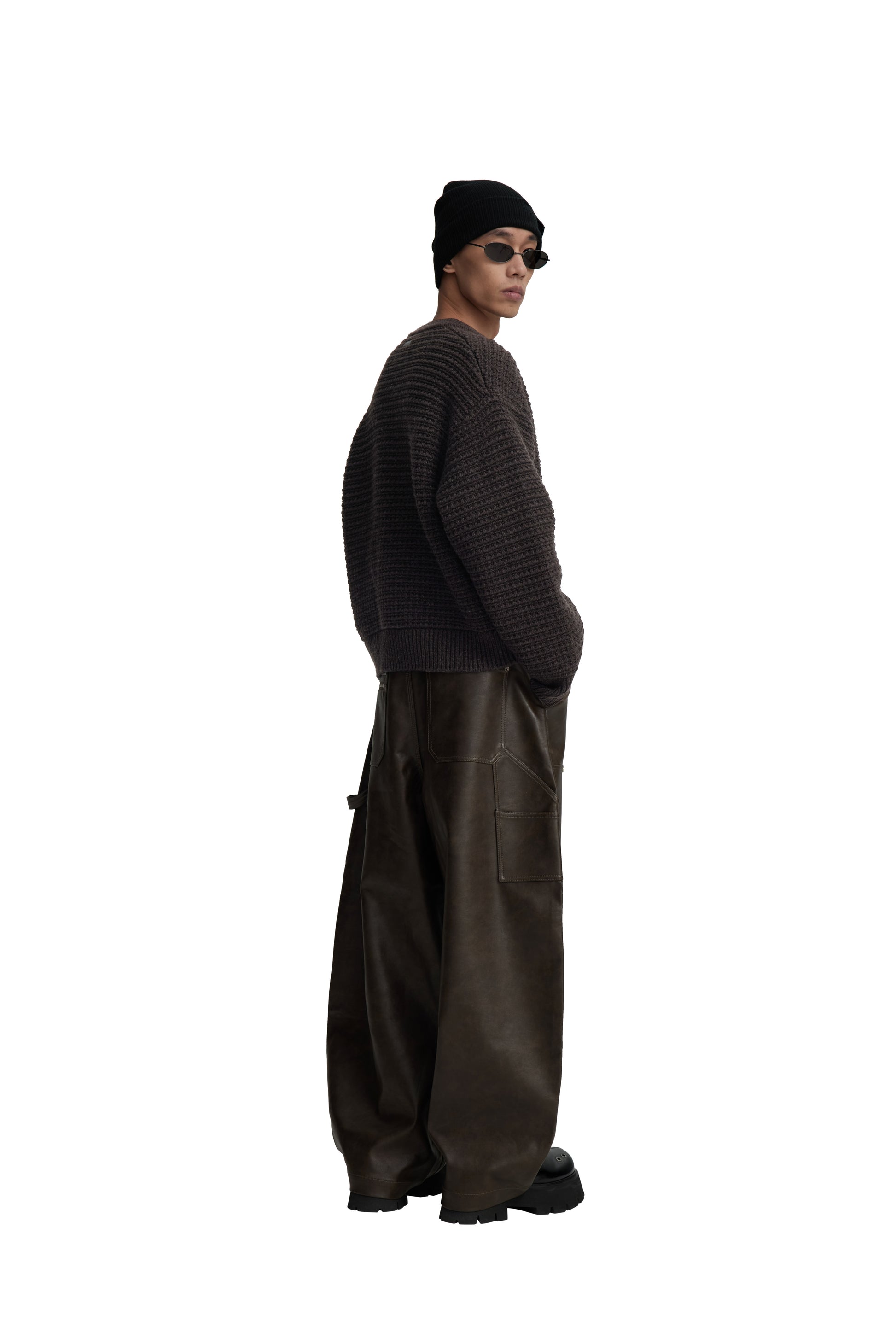 RESET FAUX LEATHER WIDE-LEG TROUSERS