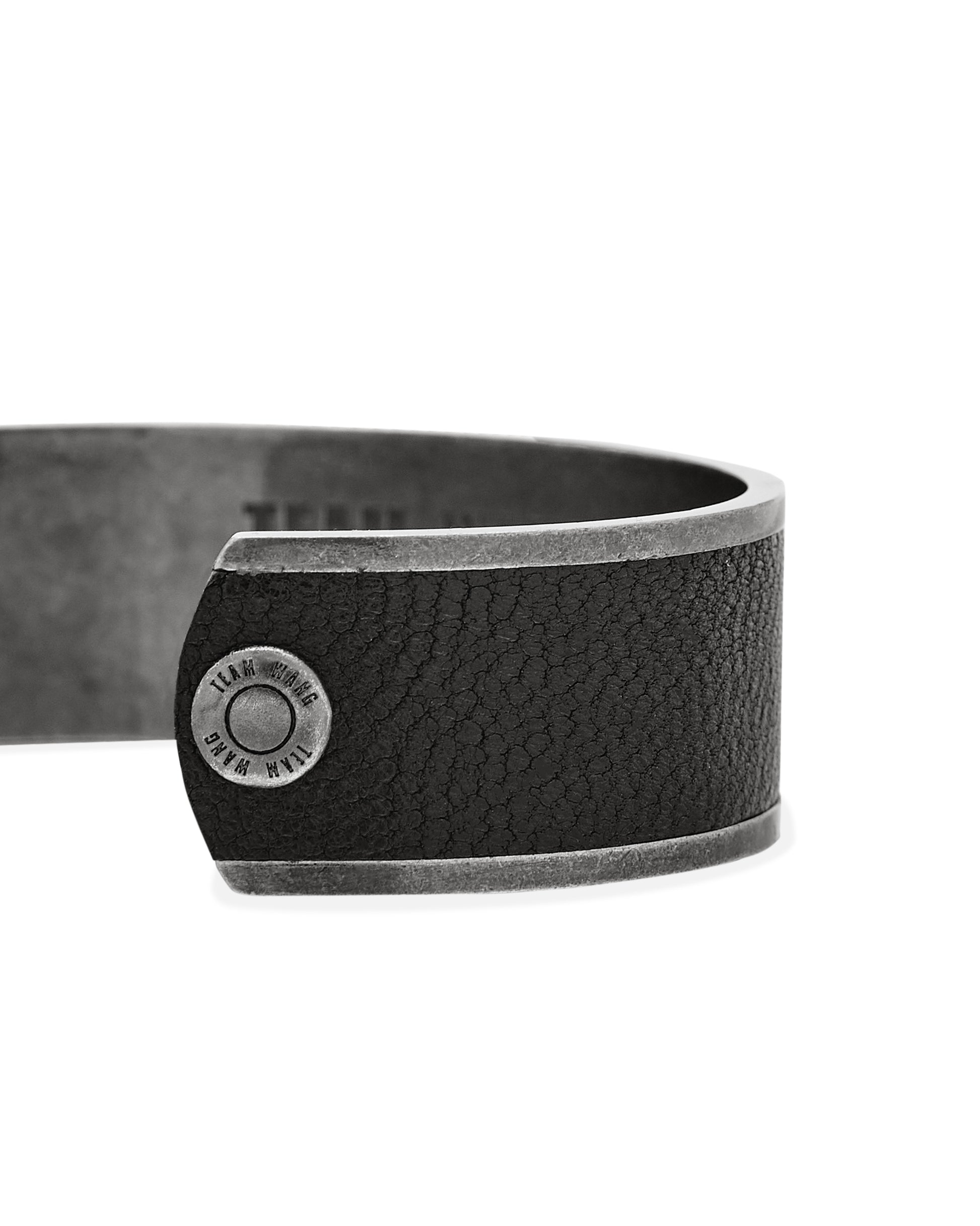 ACCEPTANCE METAL LEATHER BANGLE