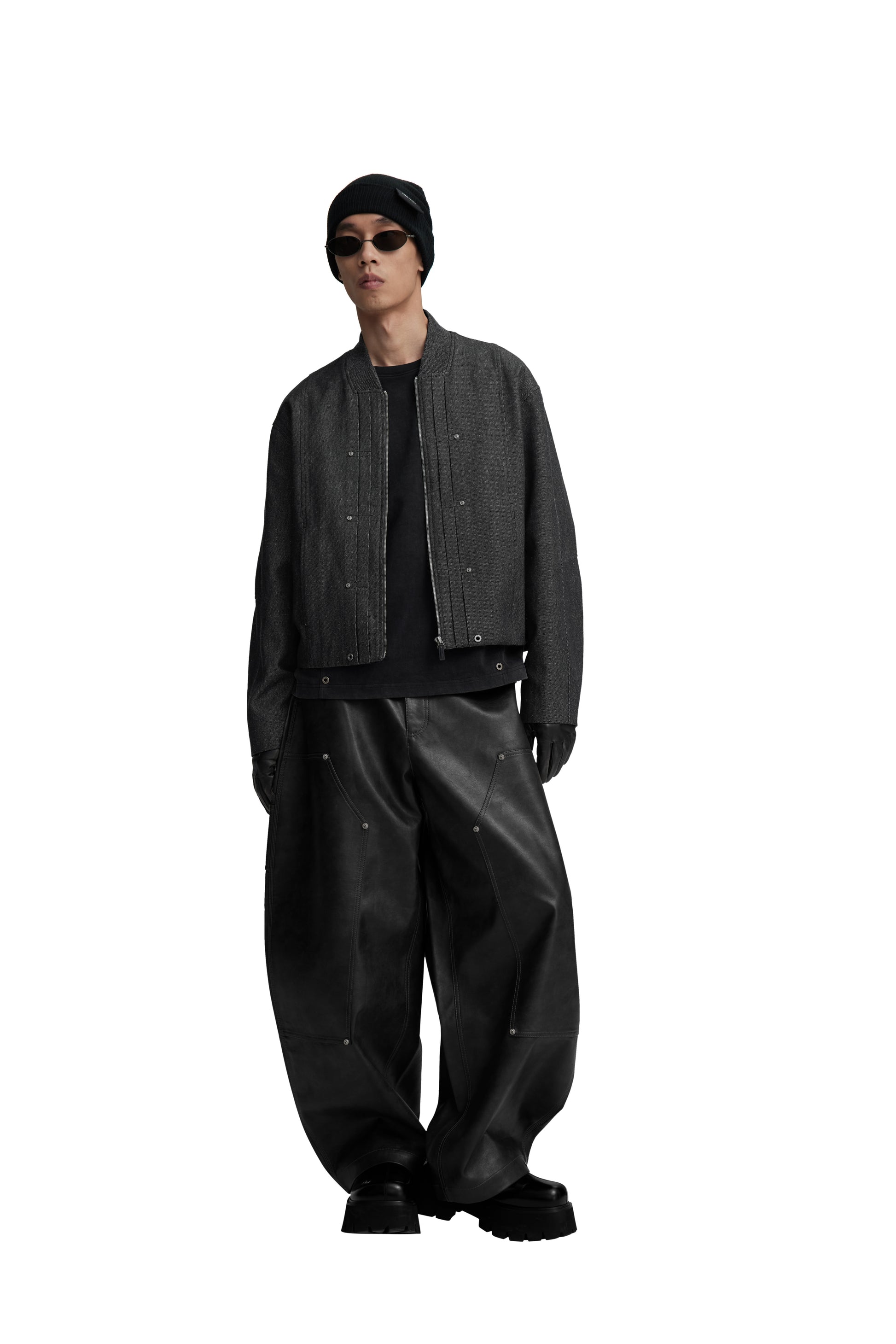 RESET FAUX LEATHER WIDE-LEG TROUSERS